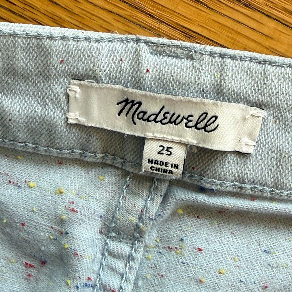 Madewell Emmett Cropped Wide Leg Pants, Light Blue Speckled Canvas, Sz 25, VGUC - Picture 3 of 16